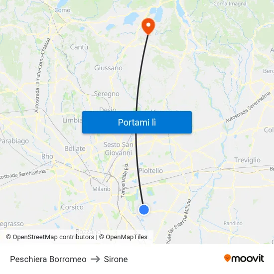 Peschiera Borromeo to Sirone map