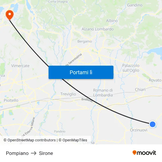 Pompiano to Sirone map