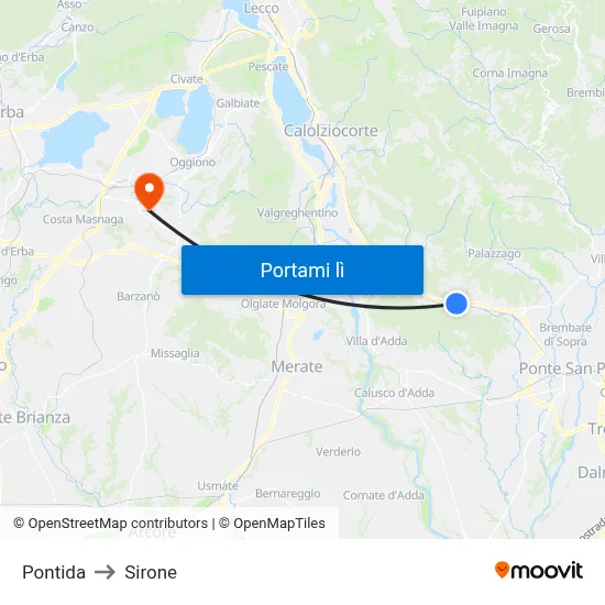 Pontida to Sirone map