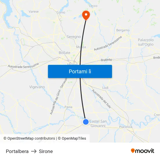 Portalbera to Sirone map