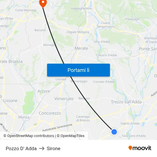 Pozzo D' Adda to Sirone map
