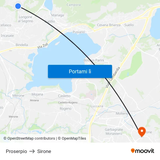 Proserpio to Sirone map
