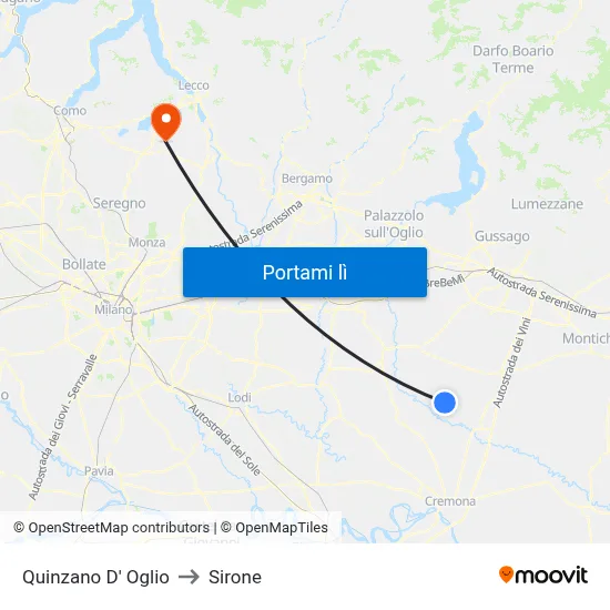 Quinzano D' Oglio to Sirone map