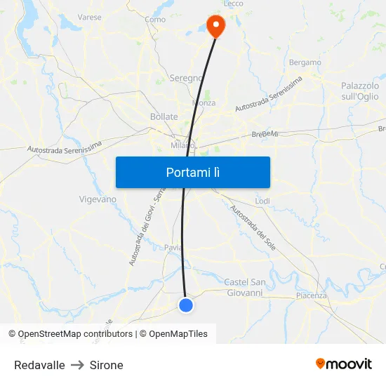 Redavalle to Sirone map