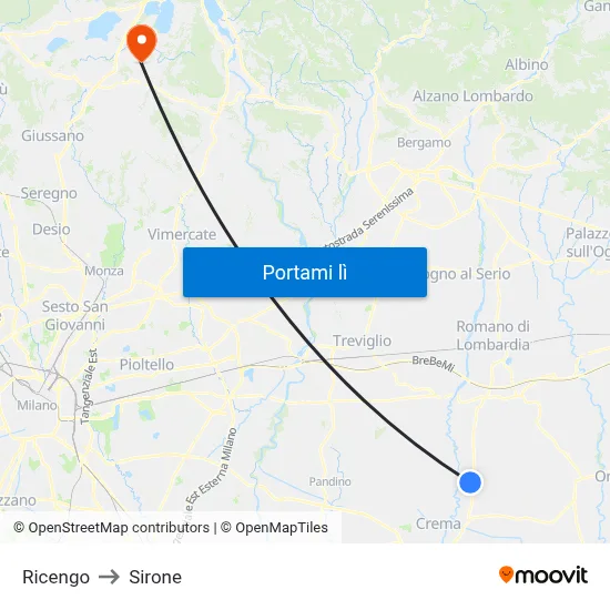 Ricengo to Sirone map