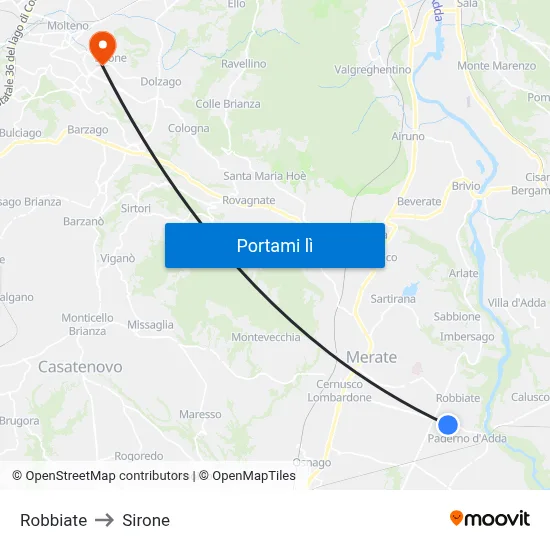 Robbiate to Sirone map