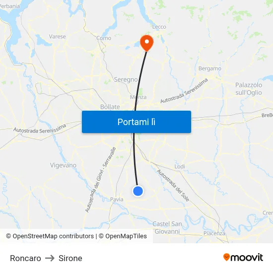 Roncaro to Sirone map