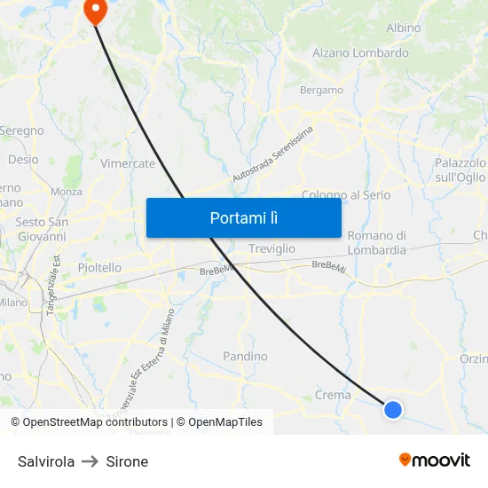 Salvirola to Sirone map