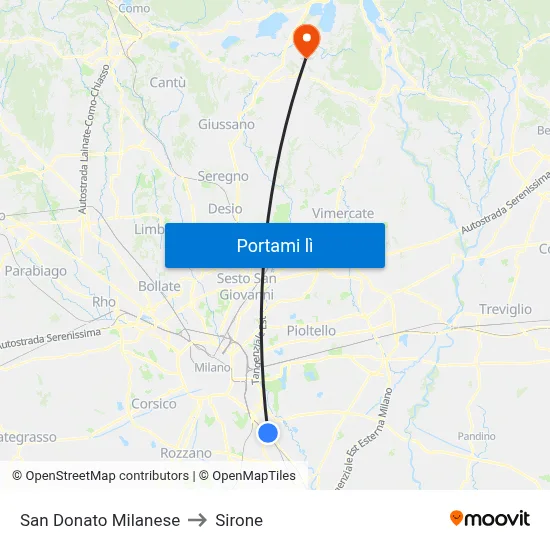 San Donato Milanese to Sirone map