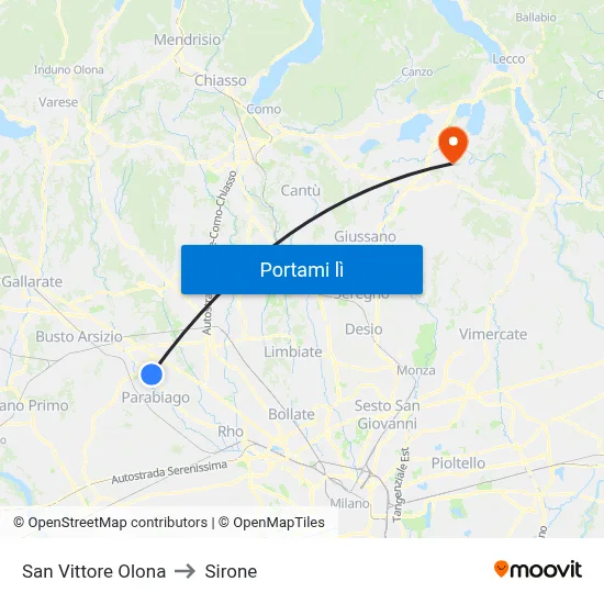 San Vittore Olona to Sirone map