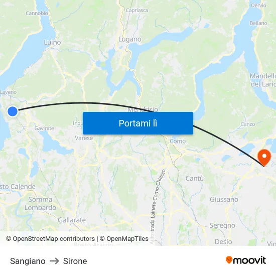 Sangiano to Sirone map