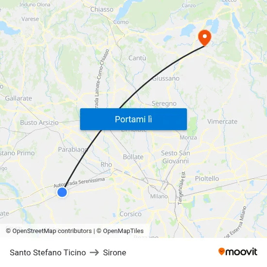 Santo Stefano Ticino to Sirone map