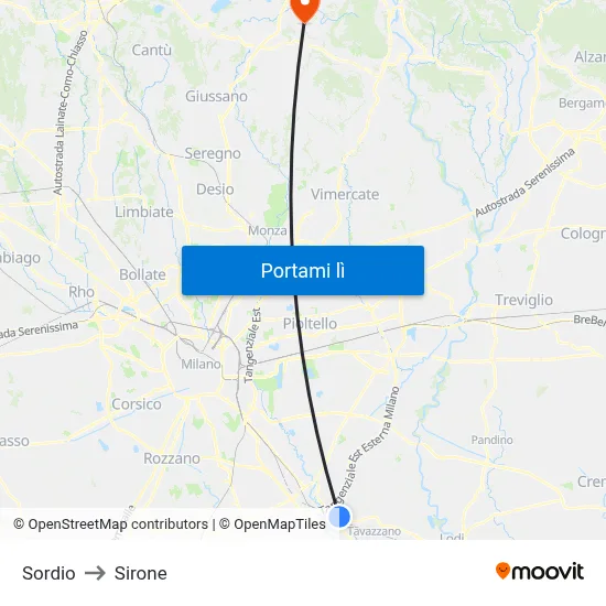 Sordio to Sirone map