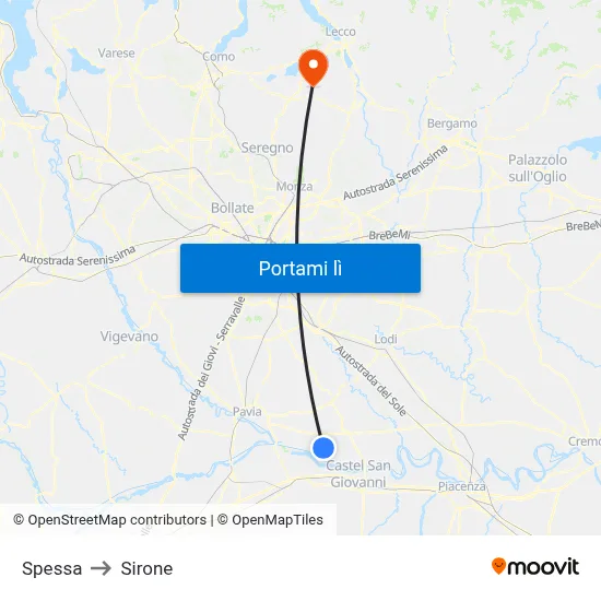 Spessa to Sirone map