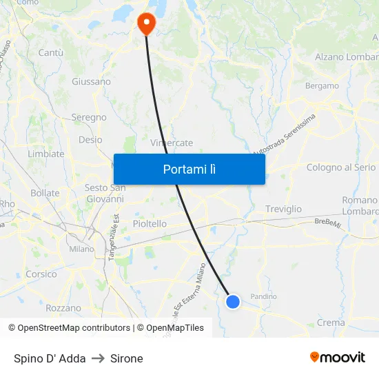 Spino D' Adda to Sirone map