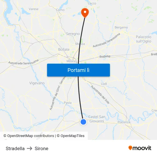 Stradella to Sirone map