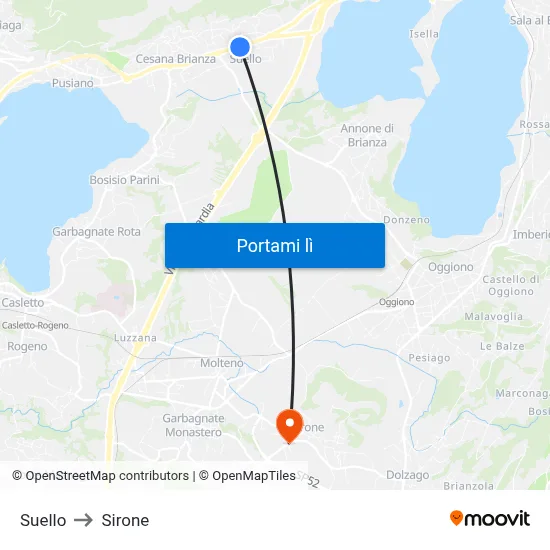 Suello to Sirone map