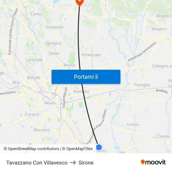 Tavazzano Con Villavesco to Sirone map