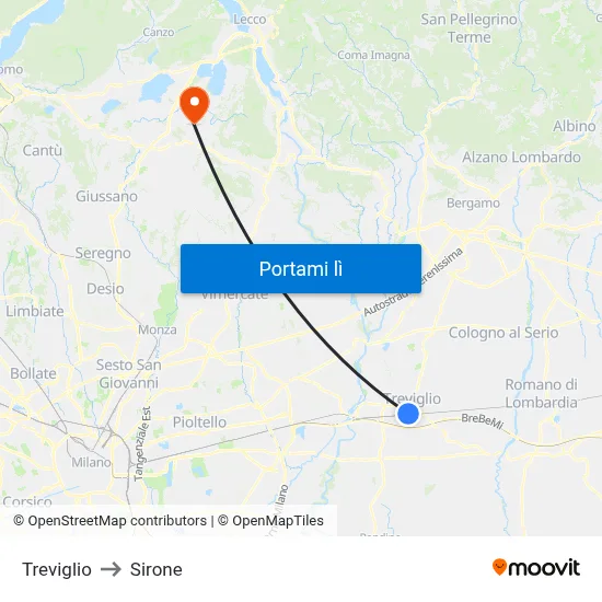Treviglio to Sirone map