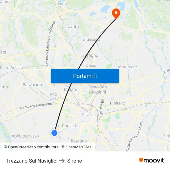Trezzano Sul Naviglio to Sirone map