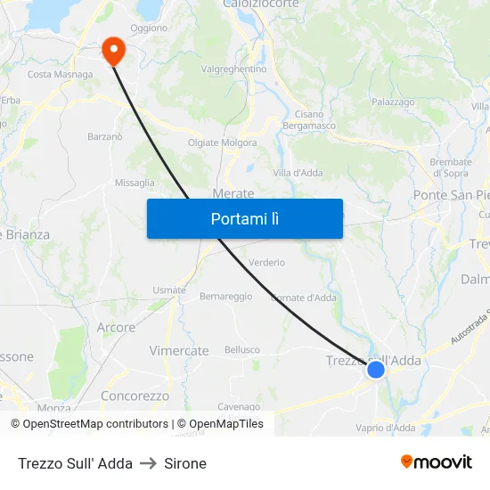 Trezzo Sull' Adda to Sirone map