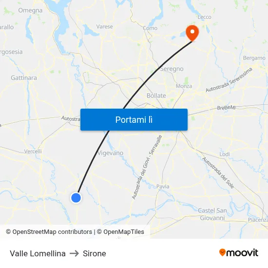 Valle Lomellina to Sirone map
