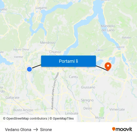 Vedano Olona to Sirone map