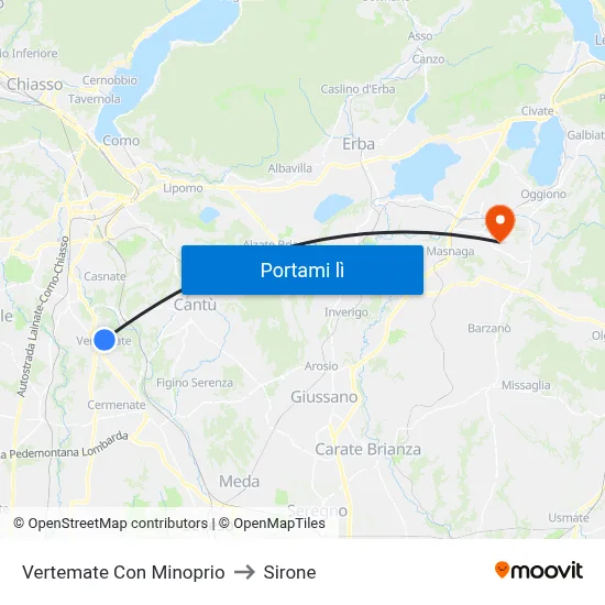Vertemate Con Minoprio to Sirone map