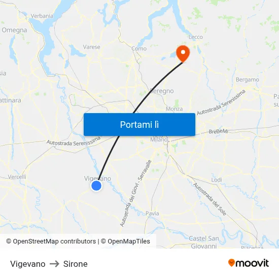 Vigevano to Sirone map