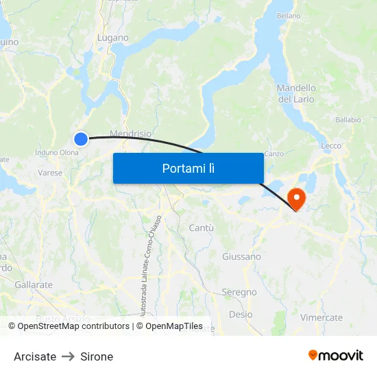 Arcisate to Sirone map