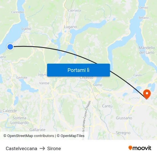 Castelveccana to Sirone map