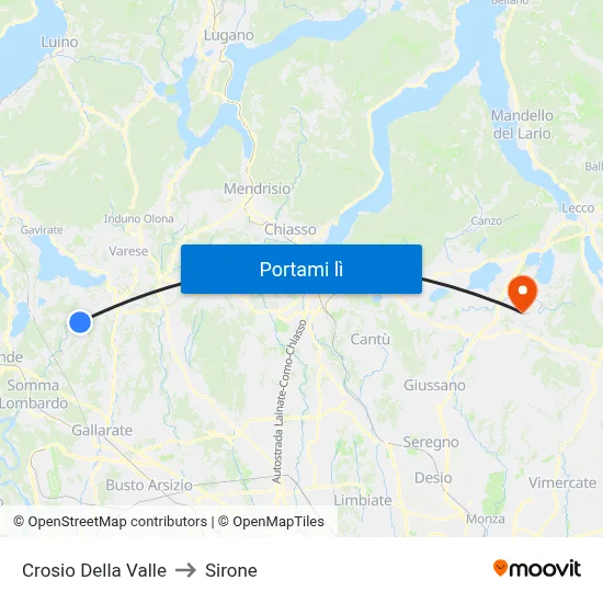 Crosio Della Valle to Sirone map