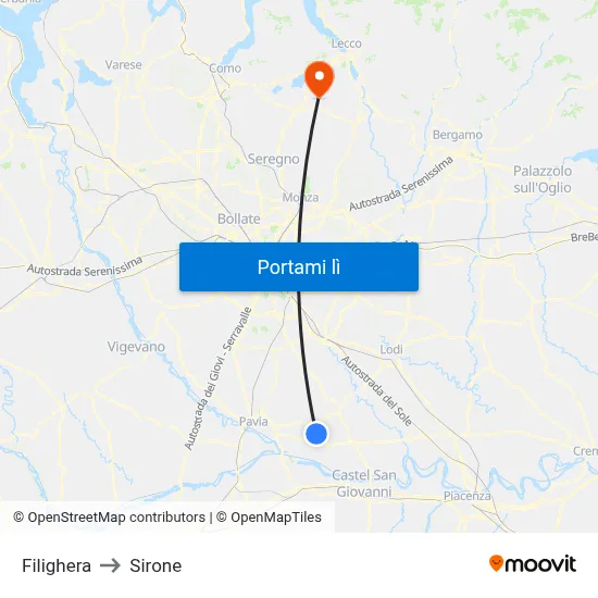 Filighera to Sirone map