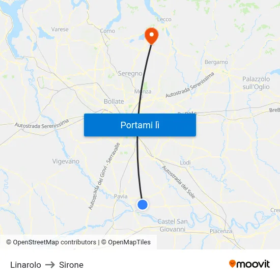 Linarolo to Sirone map