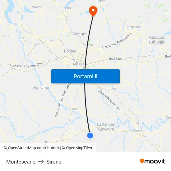 Montescano to Sirone map