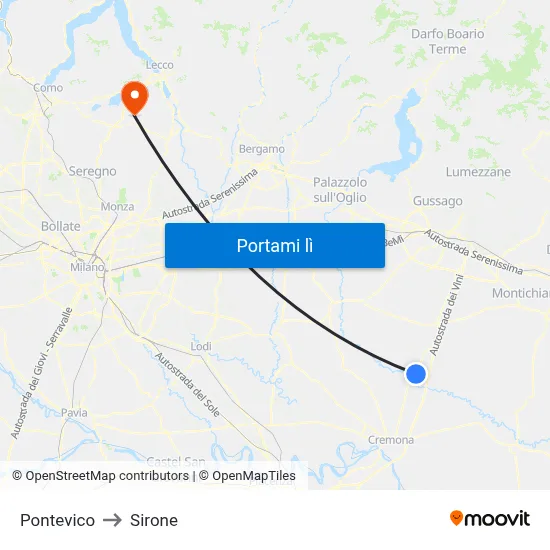 Pontevico to Sirone map