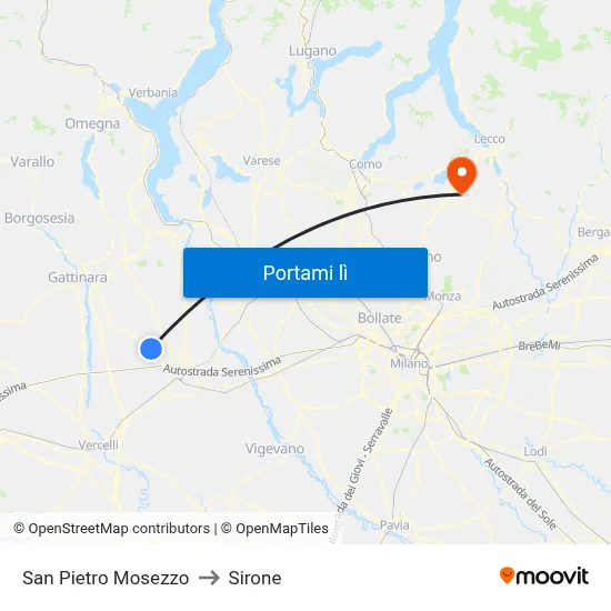 San Pietro Mosezzo to Sirone map