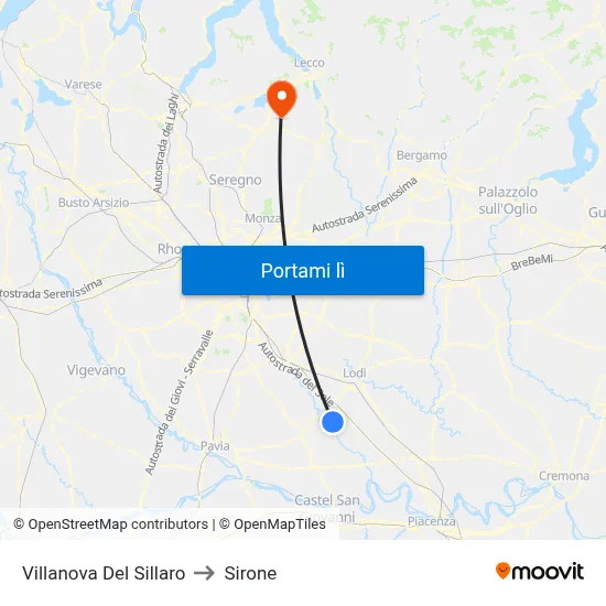Villanova Del Sillaro to Sirone map