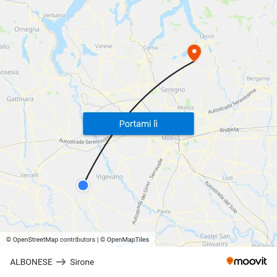 ALBONESE to Sirone map