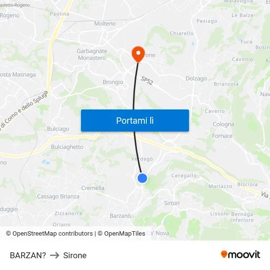 BARZAN? to Sirone map