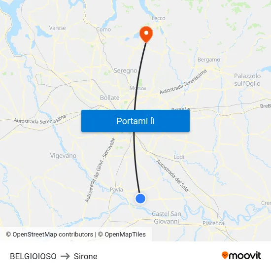 BELGIOIOSO to Sirone map