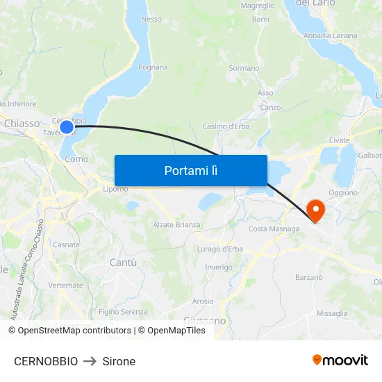 CERNOBBIO to Sirone map