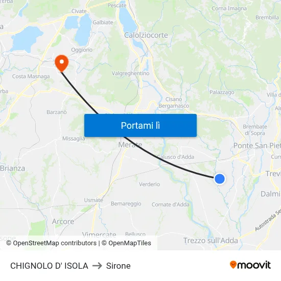 CHIGNOLO D' ISOLA to Sirone map