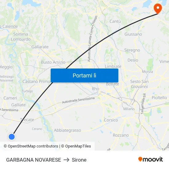 GARBAGNA NOVARESE to Sirone map