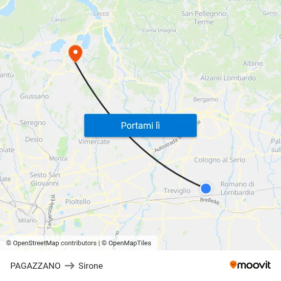 PAGAZZANO to Sirone map