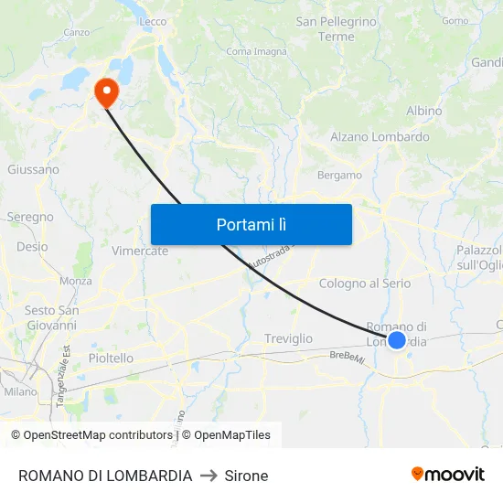 ROMANO DI LOMBARDIA to Sirone map