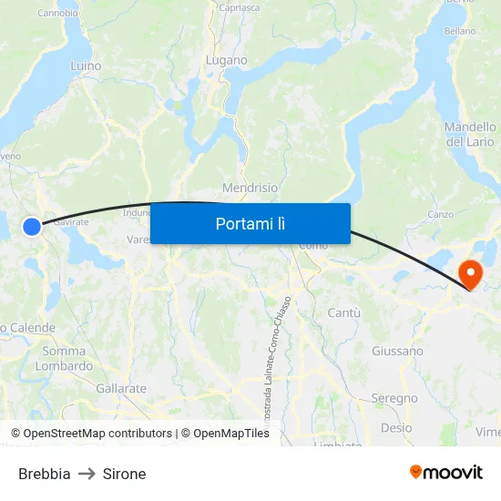 Brebbia to Sirone map