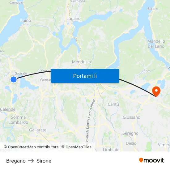 Bregano to Sirone map