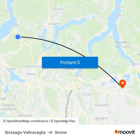 Brissago-Valtravaglia to Sirone map