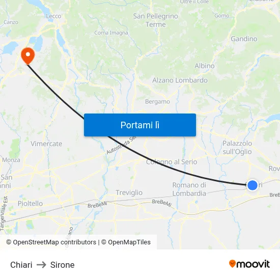 Chiari to Sirone map